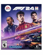 Cover of 'F1 24' game for PS4 with three racers and a car.