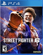 Video game cover for Street Fighter 6 on PS4 with a character in a fighting stance.