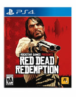 Video game cover for 'Red Dead Redemption' on PlayStation 4 with a red and black color scheme.